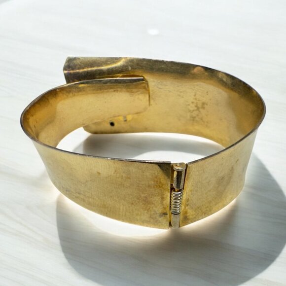Light Weight Metal Clamper Bracelet Gold Tone 3D Roses *read* - Picture 6 of 6